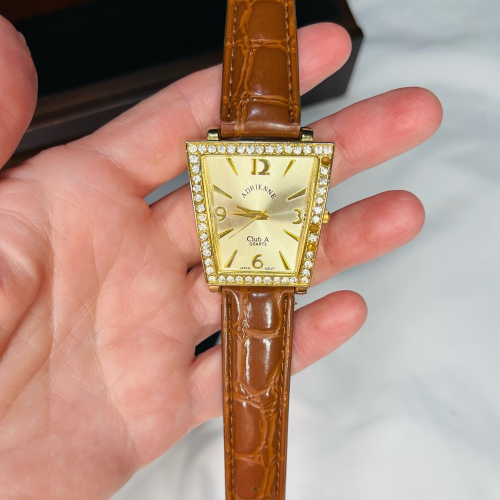 Adrienne Gold Dial with Brown Strap Women's Watch